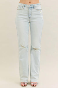 Judy Blue - Mid Rise Destroyed Fray Hem Bootcut Jeans