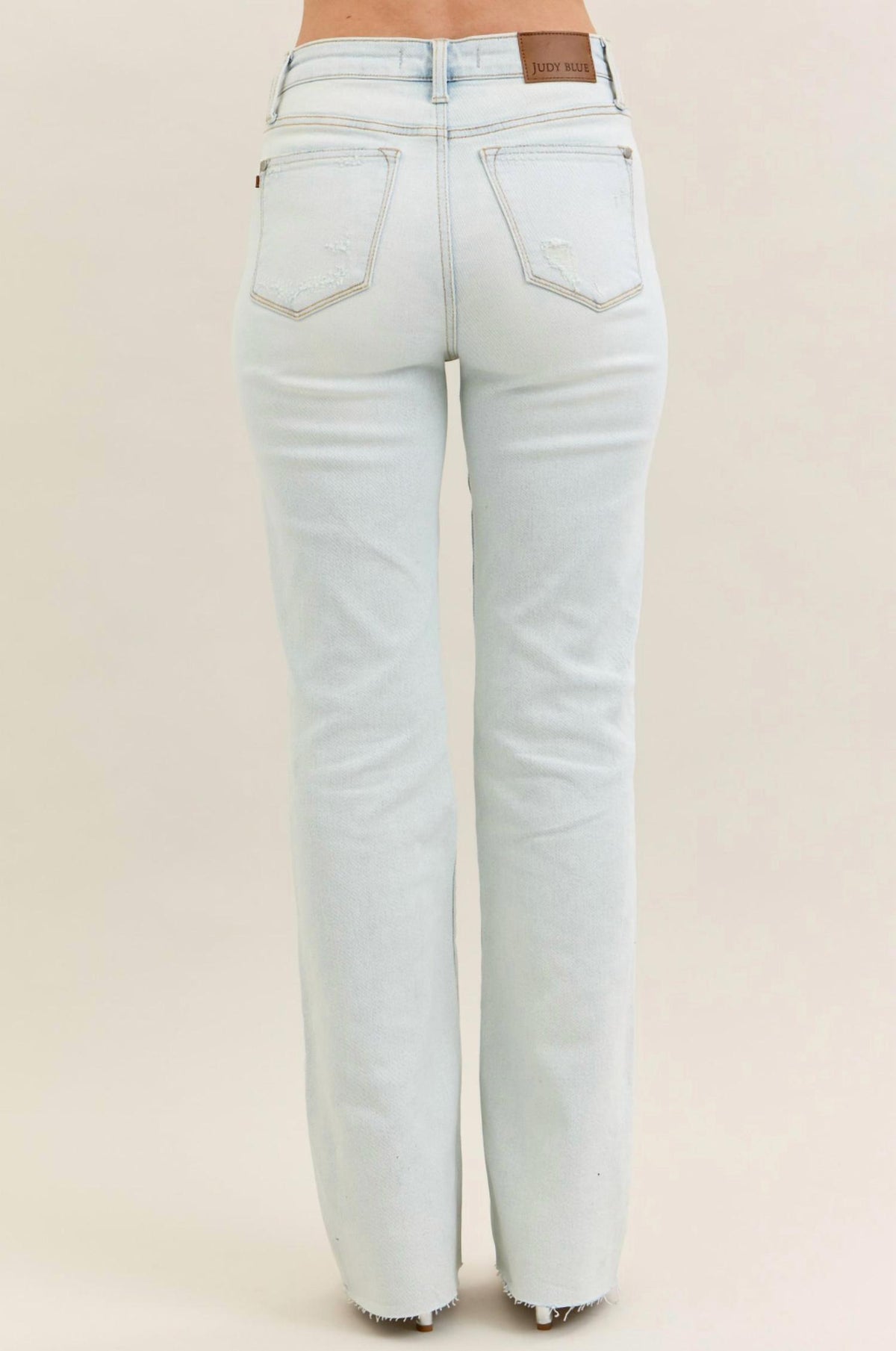 Judy Blue - Mid Rise Destroyed Fray Hem Bootcut Jeans