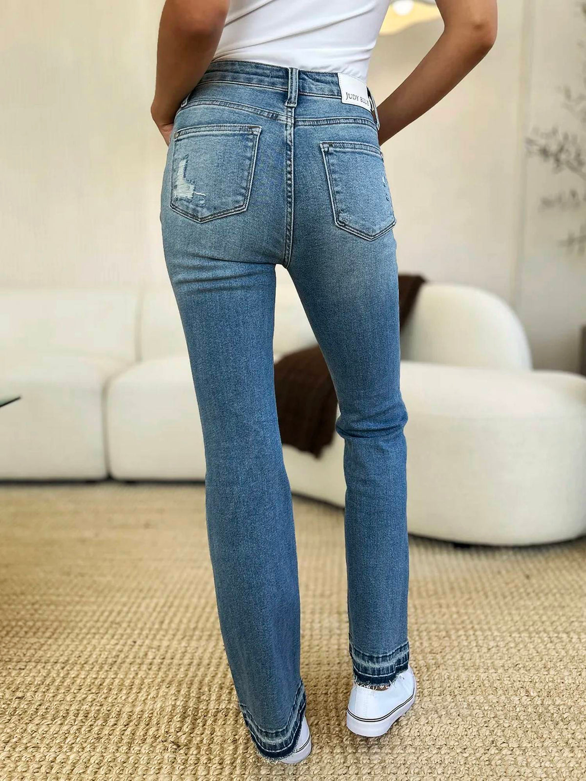 Judy Blue - Mid Rise Destroyed Hem Distressed Jeans
