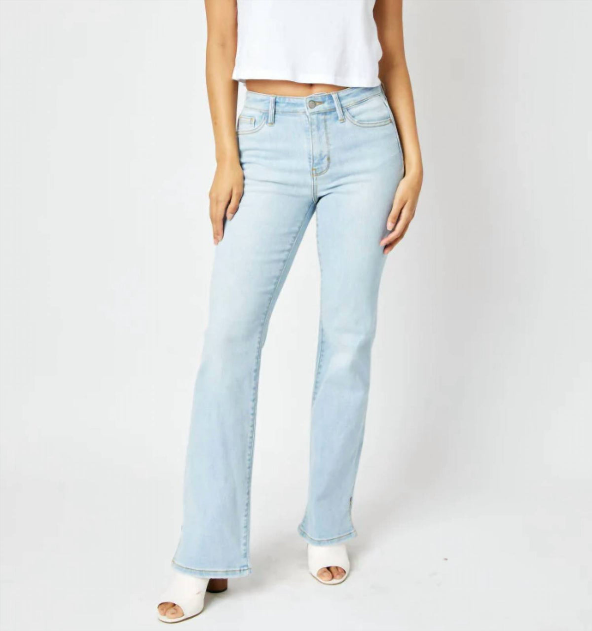 Judy Blue - Mid Rise Side Slit Bootcut Jeans