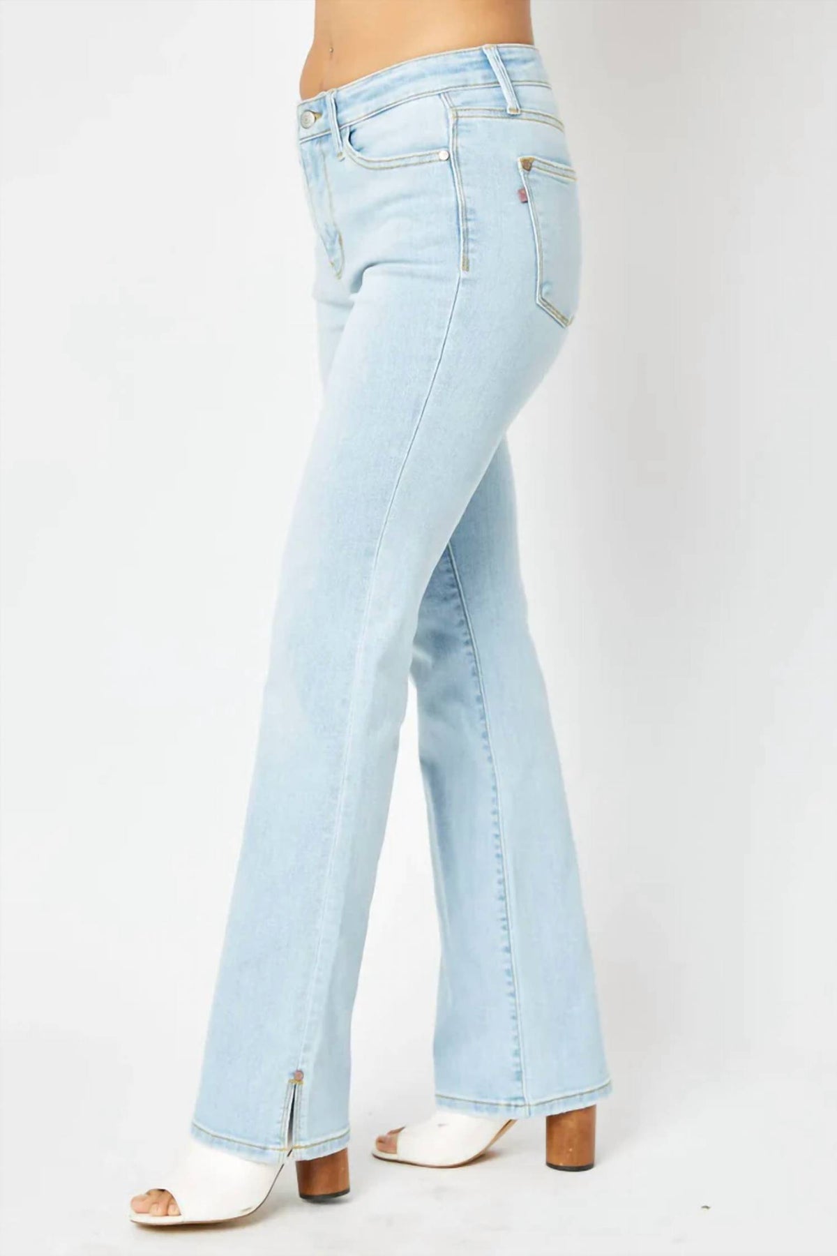 Judy Blue - Mid Rise Slit Hem Bootcut Jeans