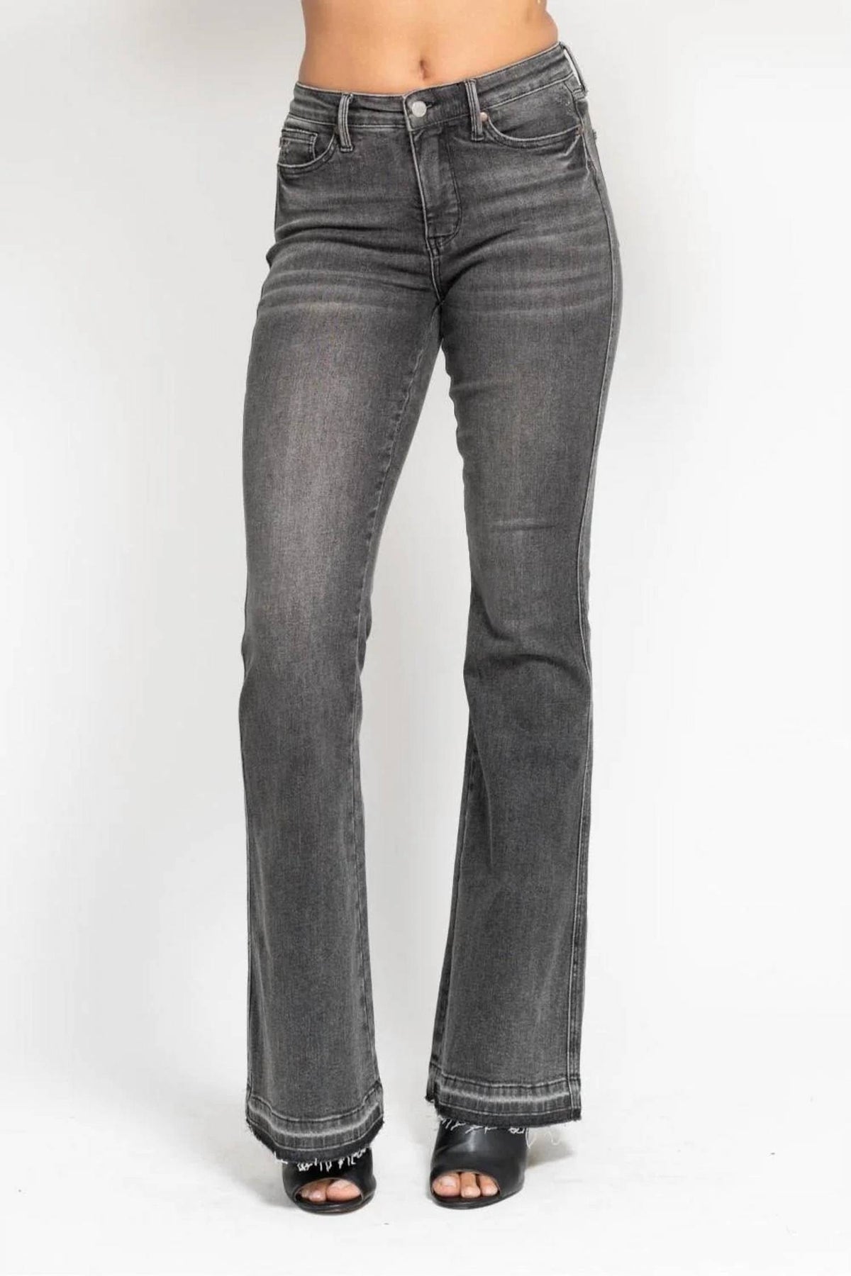 Judy Blue - Mid Rise Tummy Control Release Hem Flare Jeans