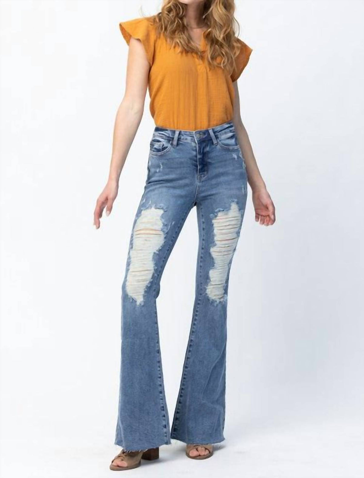 Judy Blue - Retro Destroyed Flare Jeans