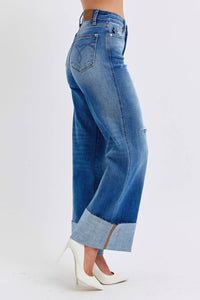 Judy Blue - Retro Wide Leg With Cuff Jeans