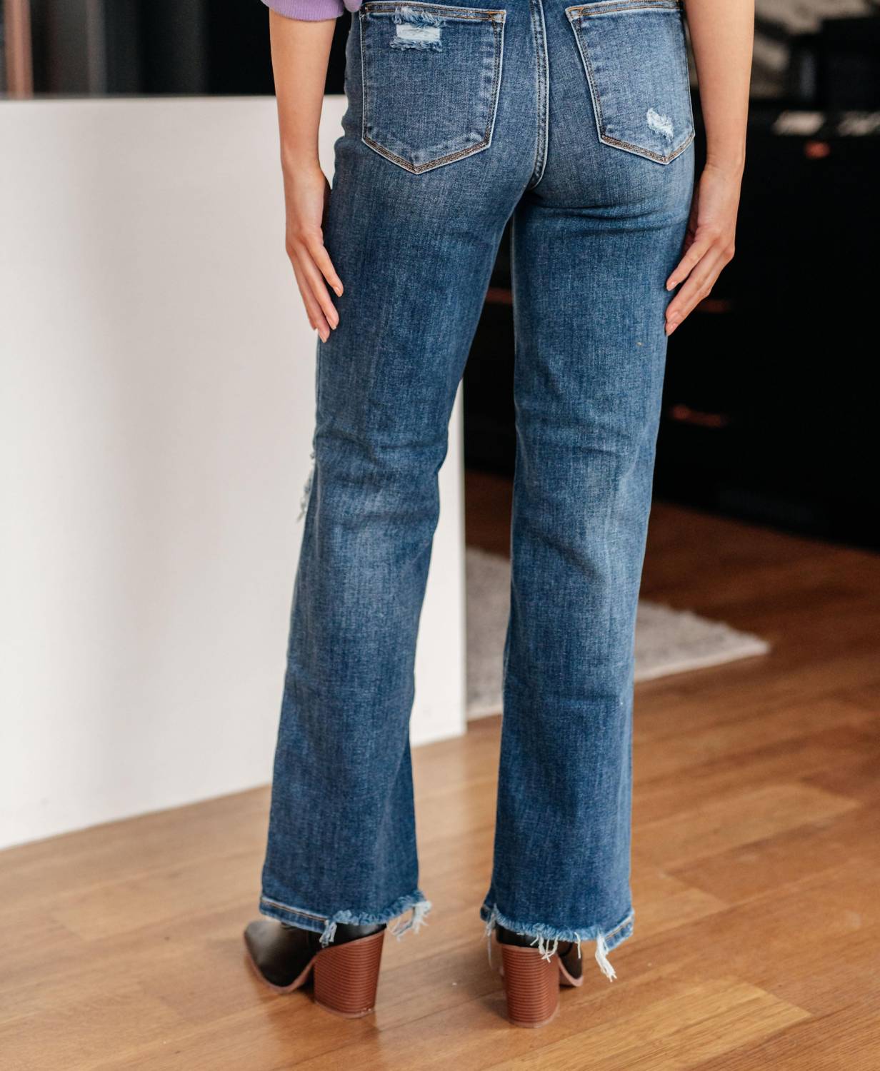 Judy Blue - Rose High Rise 90's Straight Jeans in Dark Wash - blue - clothing - cotton - blend