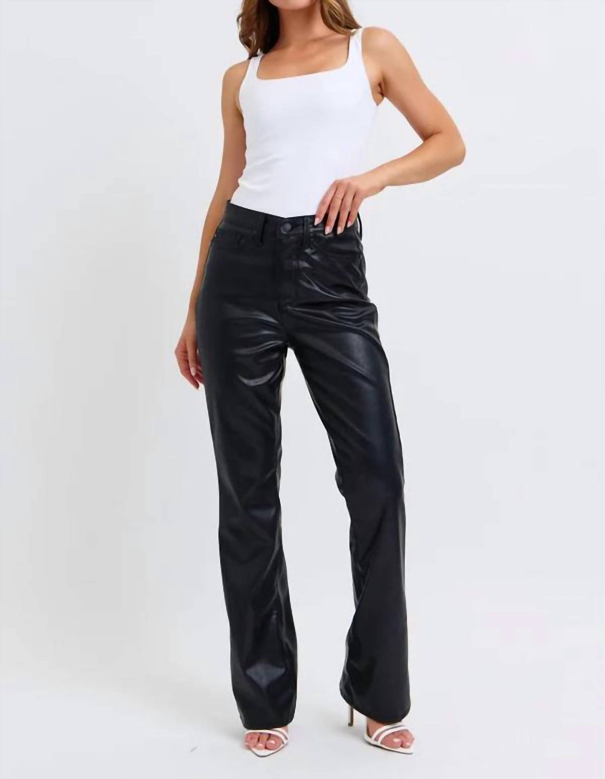 Judy Blue - Tummy Control Faux Leather Boot Cut Pants