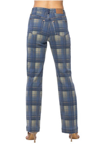 Judy Blue - Vintage Plaid Straight Leg Jeans