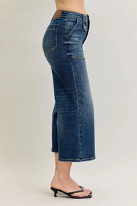 Judy Blue - Wide Crop Utility & Patch Pocket Jeans