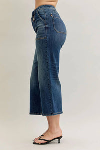 Judy Blue - Wide Crop Utility & Patch Pocket Jeans
