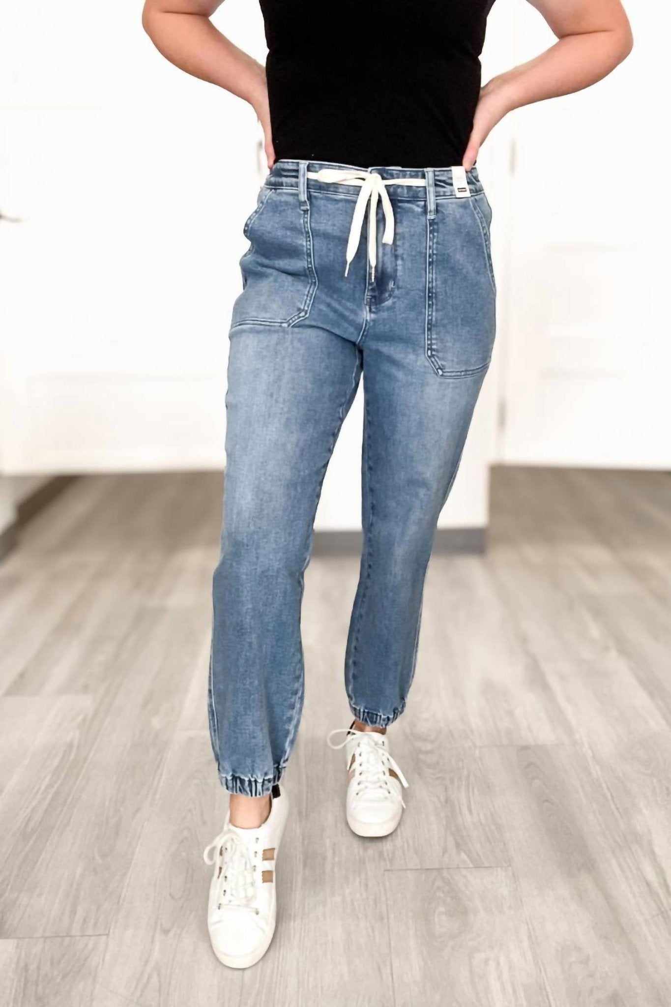 Judy Blue - Women's Bonnie High Waist Jogger - blue - clothing - cotton