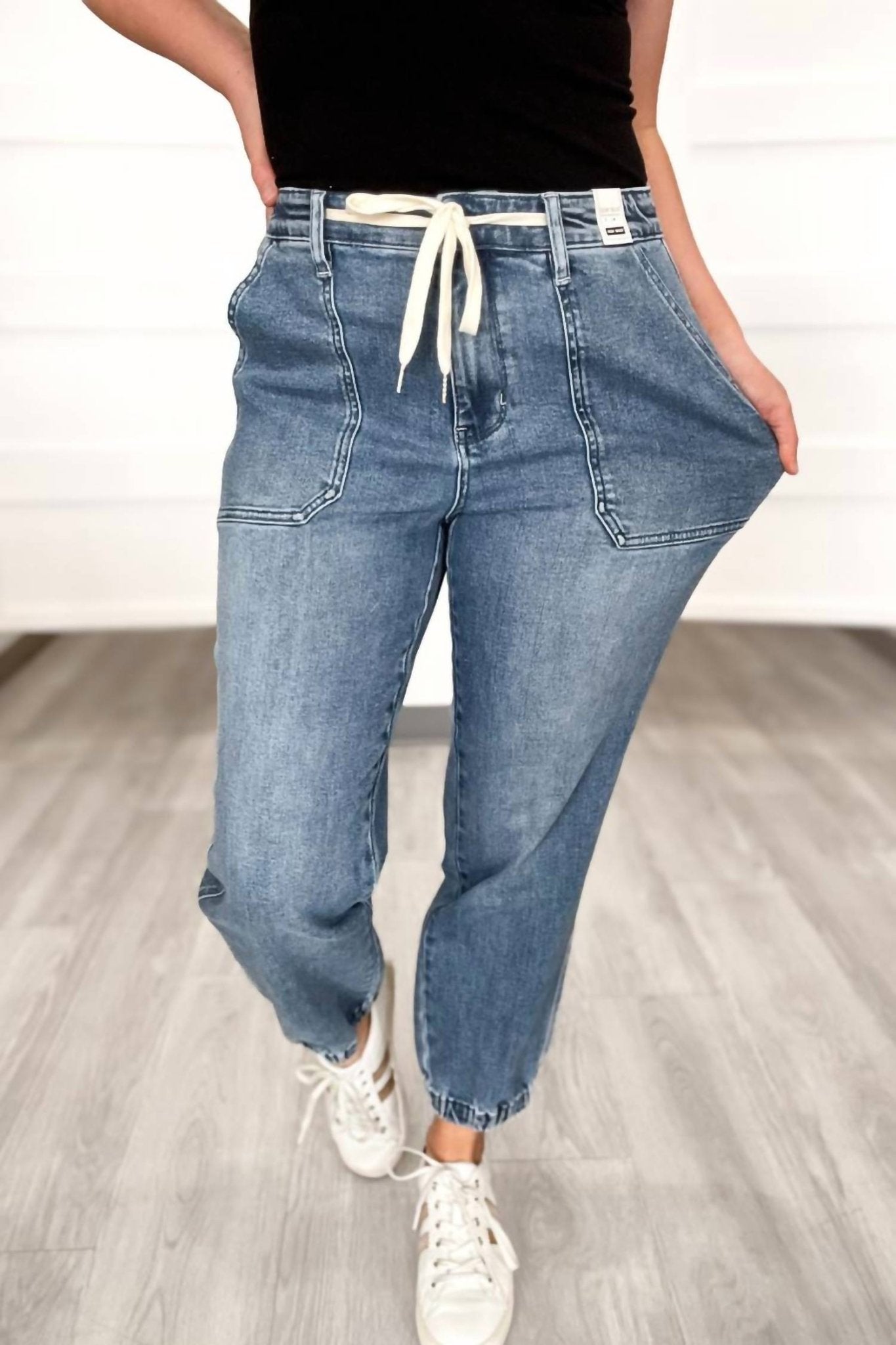 Judy Blue - Women's Bonnie High Waist Jogger - blue - clothing - cotton