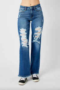 Judy Blue - Women's Destroyed Dad Jeans