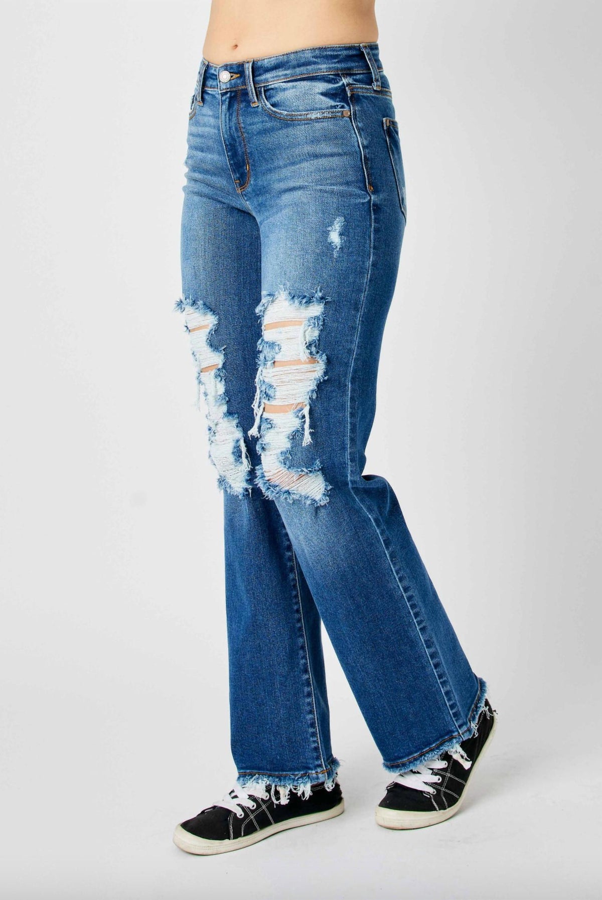 Judy Blue - Women's Destroyed Dad Jeans