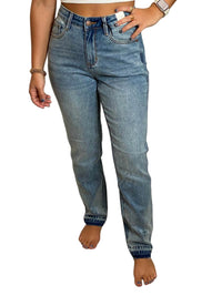 Judy Blue - Women's Mid Rise Rigid Magic Release Hem Boyfriend Jeans