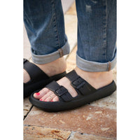 Julia Rose - Buckle Slides Sandal - black - sandals - shoes