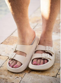Julia Rose - Buckle Slides Sandal - brown - sandals - shoes
