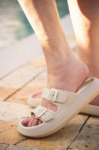Julia Rose - Buckle Slides Sandal - brown - sandals - shoes