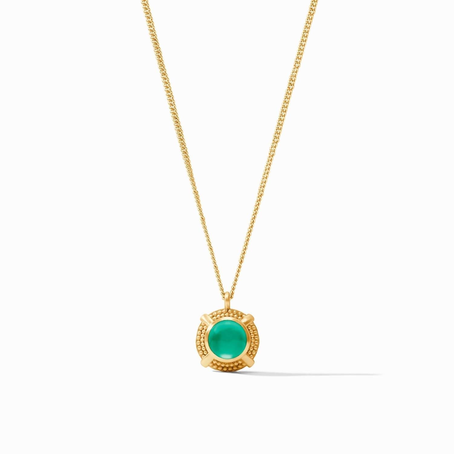 Julie Vos - Cabachon Solitaire Necklace - green - jewelry - necklaces