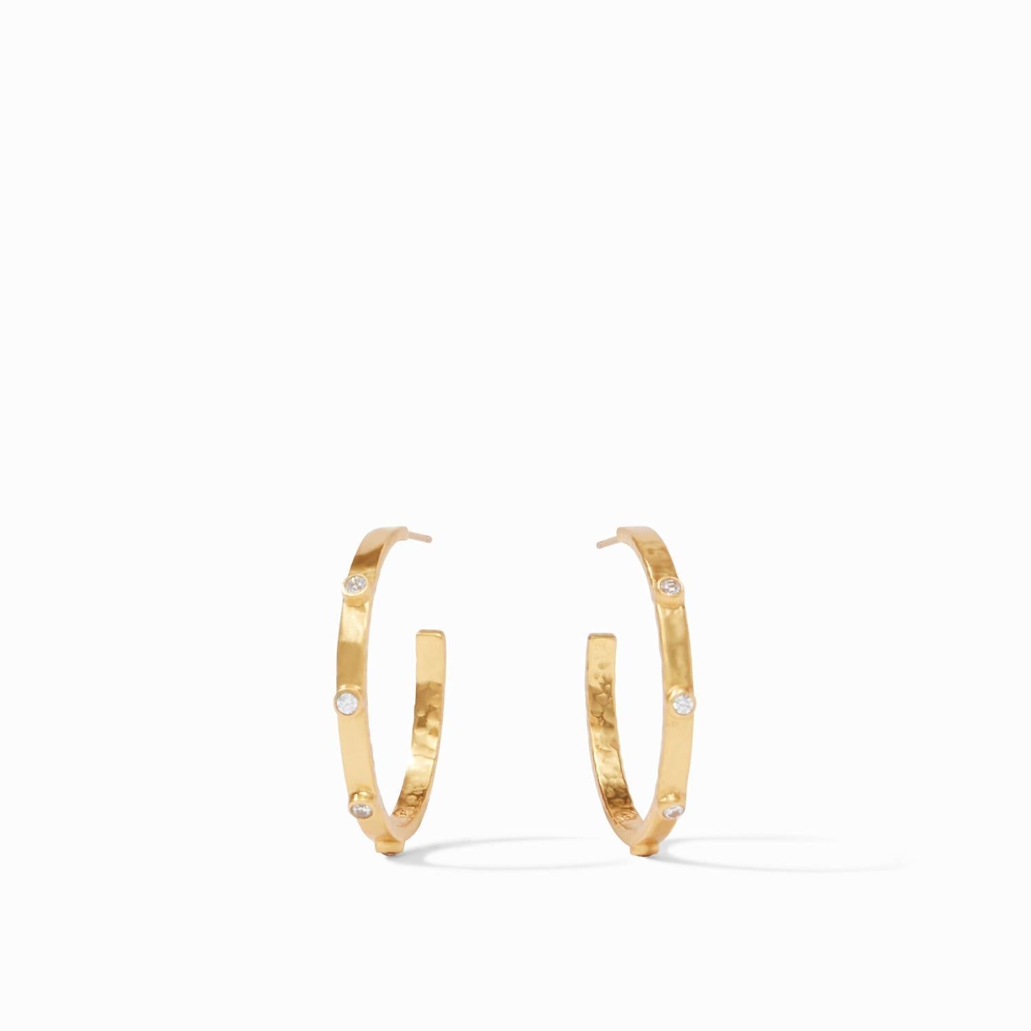 Julie Vos - Crescent Stone Hoop - earrings - gold - jewelry