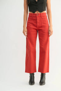 Just Black Denim - High Rise Utility Wide Leg - clothing - pants - red