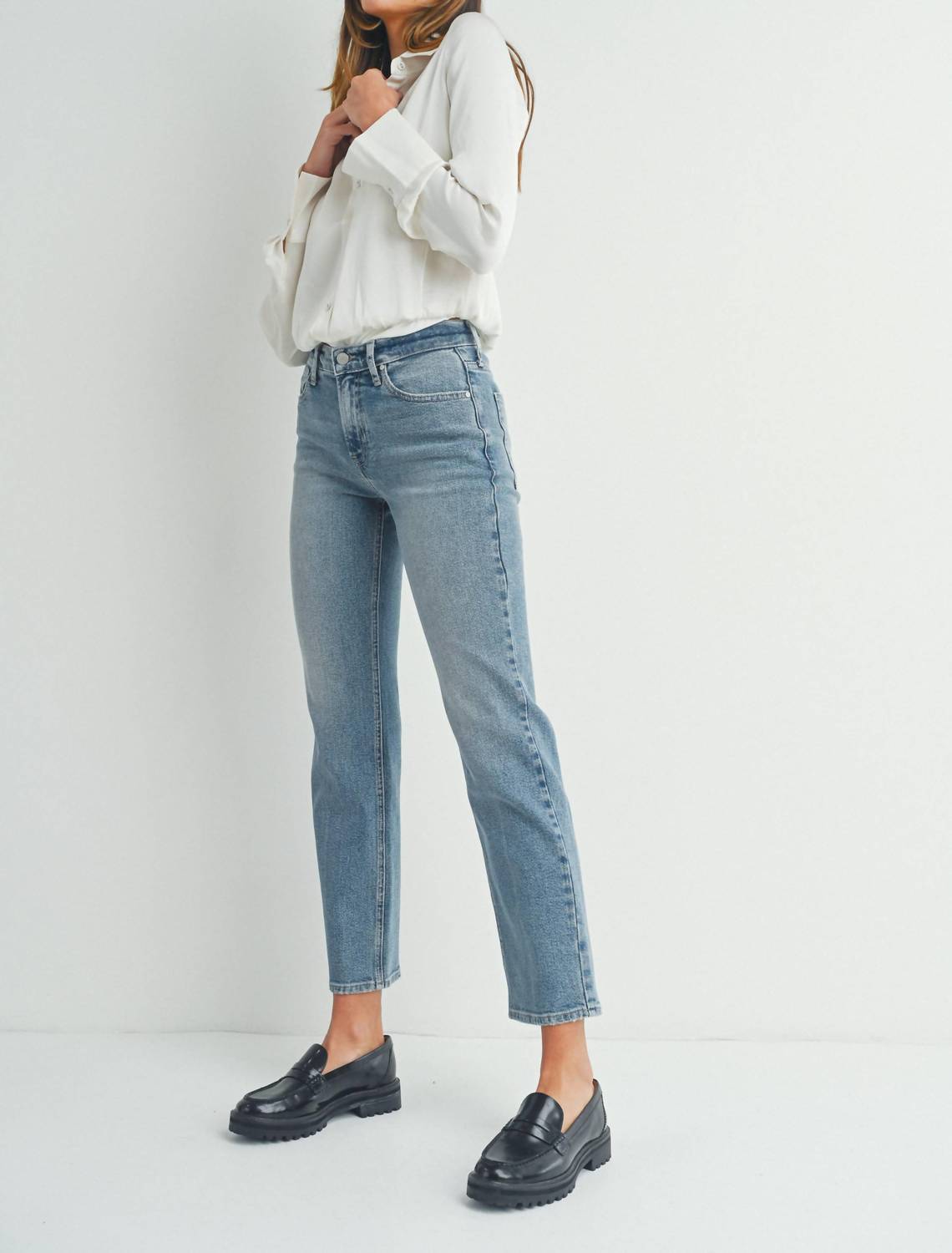 Just Black Denim - Lila Clean Mid Rise Straight Jeans