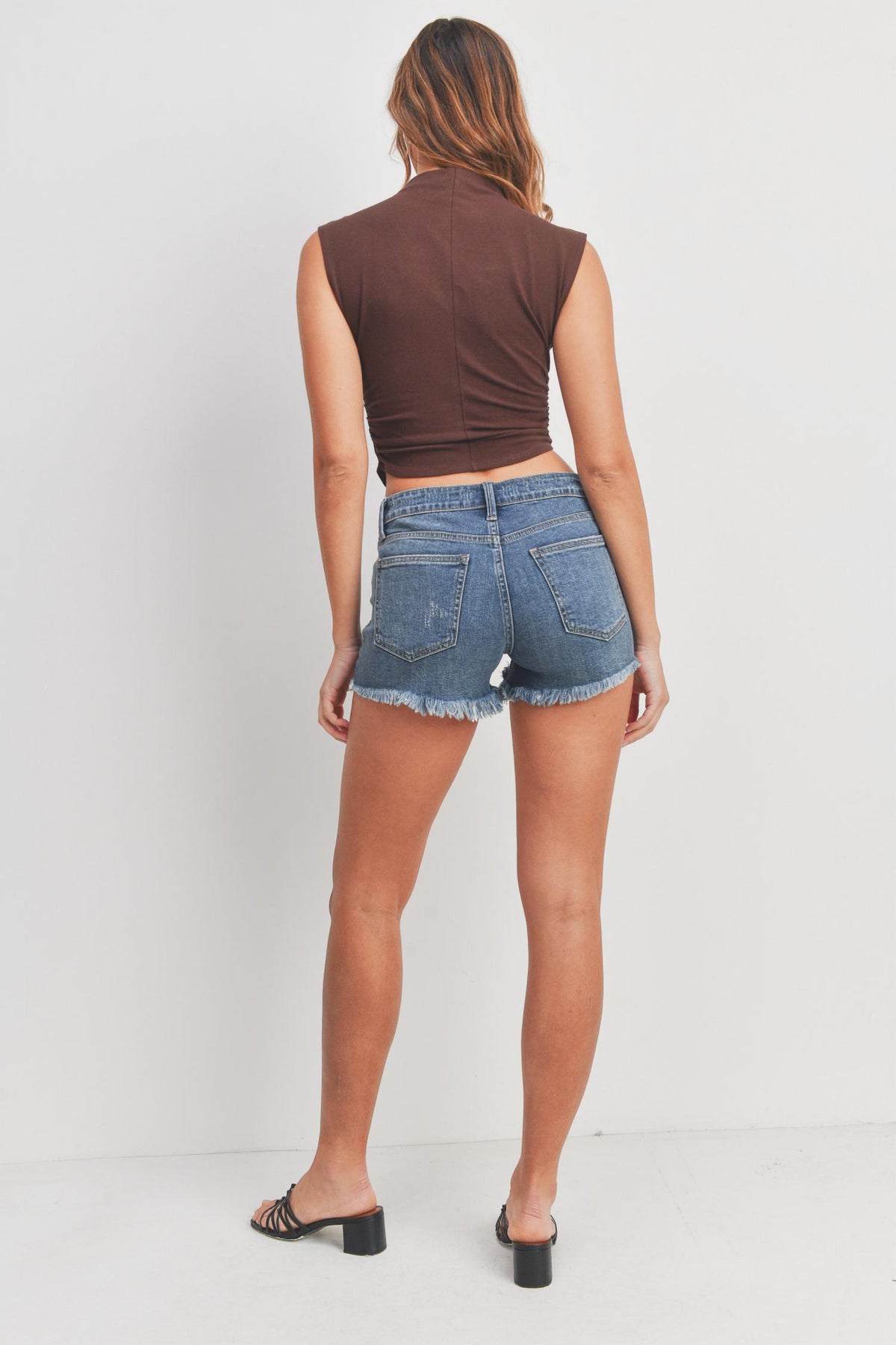 Just Black Denim - Mid Rise Distressed Short