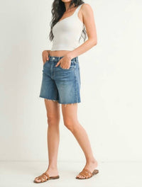Just Black Denim - Midrise Bermuda Frayed Hem Short