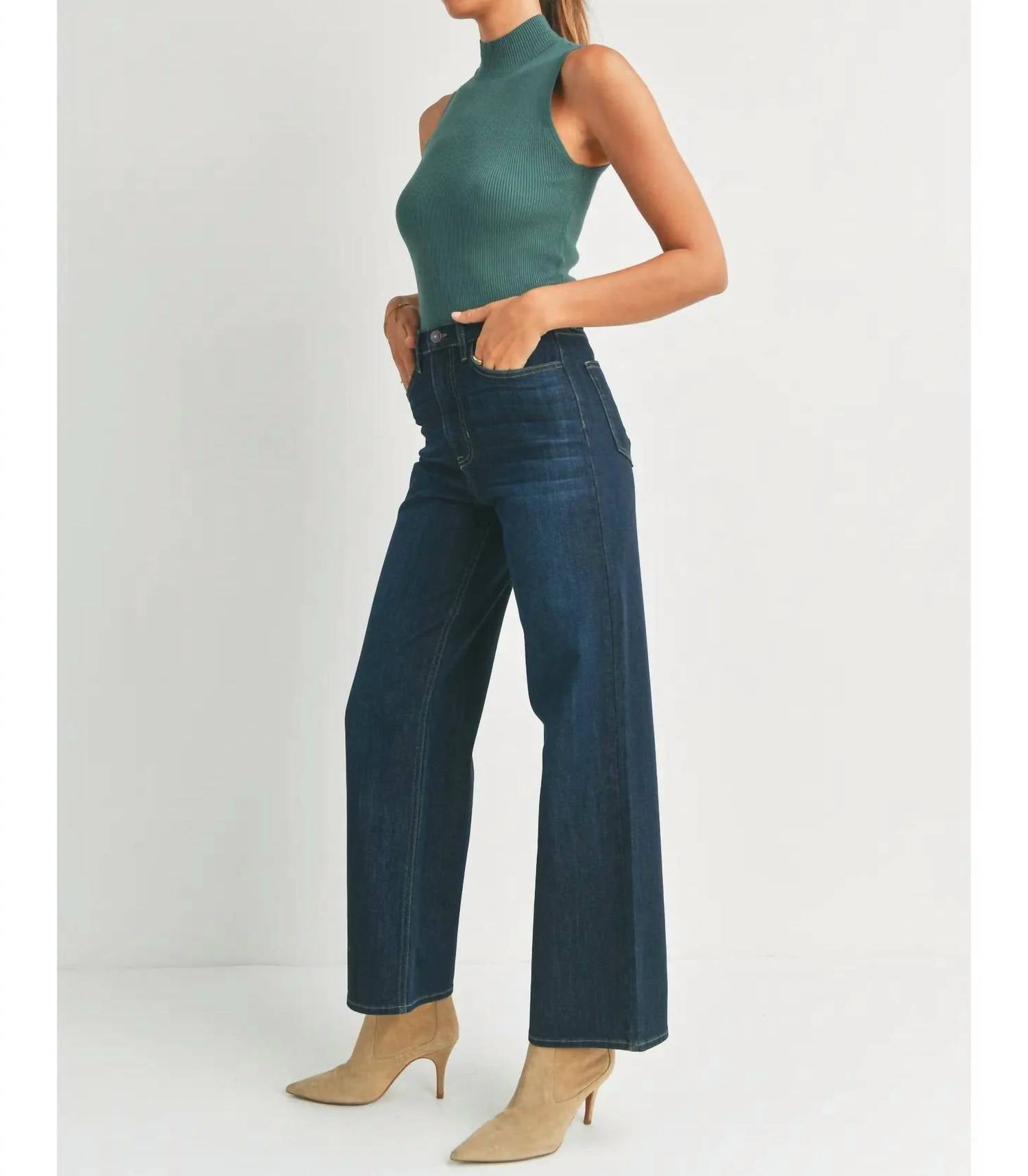 Just Black Denim - Retro Wide Straight Jeans - blue - clothing - cotton - blend
