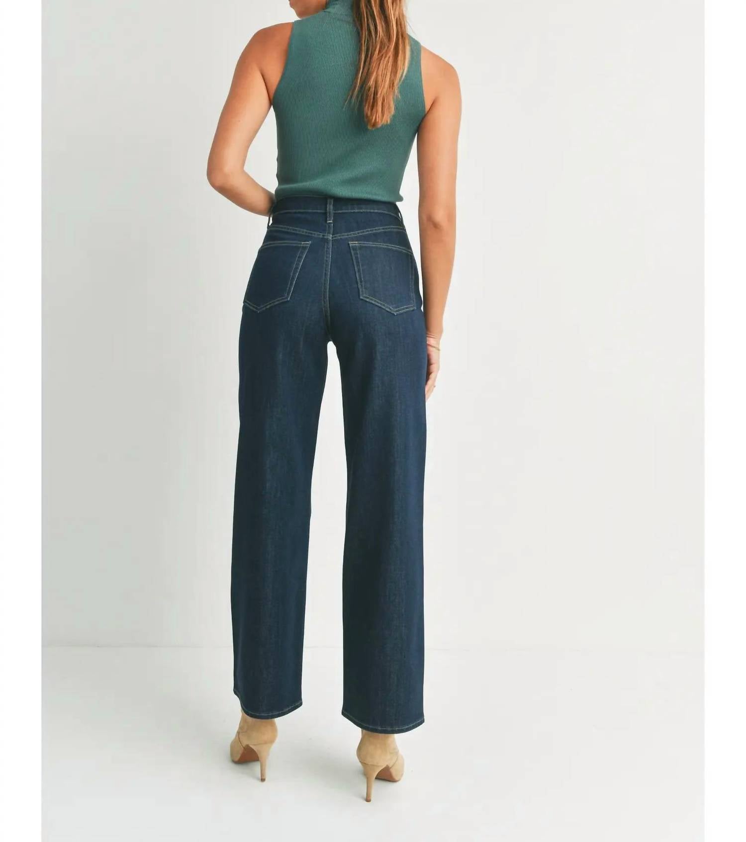 Just Black Denim - Retro Wide Straight Jeans - blue - clothing - cotton - blend