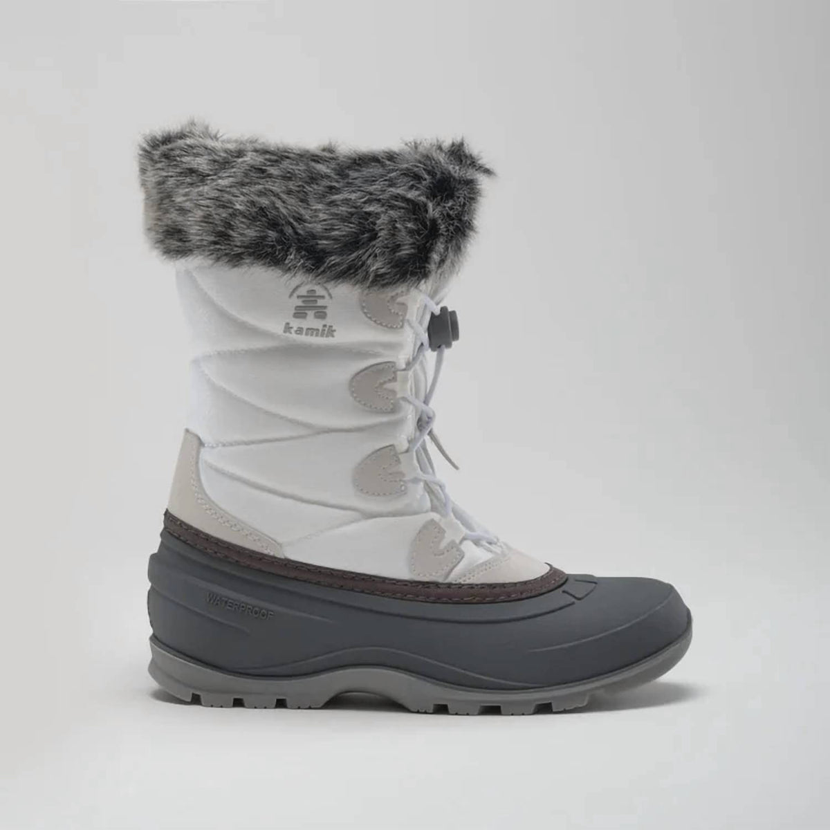 Kamik - Women's Momentum3 Pull On Rounded Toe Waterproof Fur Trim Ankle Snow Boots