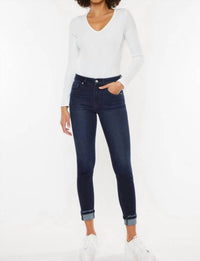 Kancan - Alameda Super Dark Ankle Skinny Jeans - blue - clothing - cotton - blend