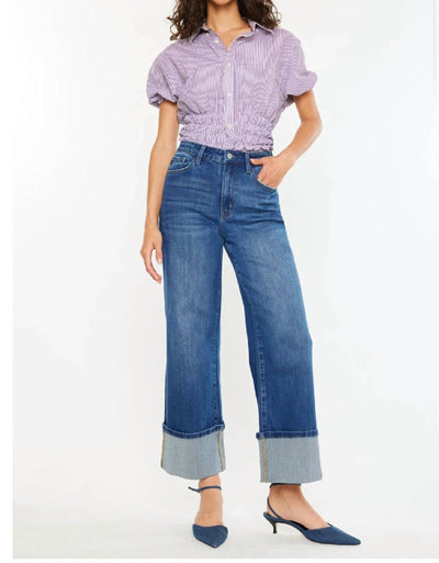 Kancan - Crop Wide Leg Jeans
