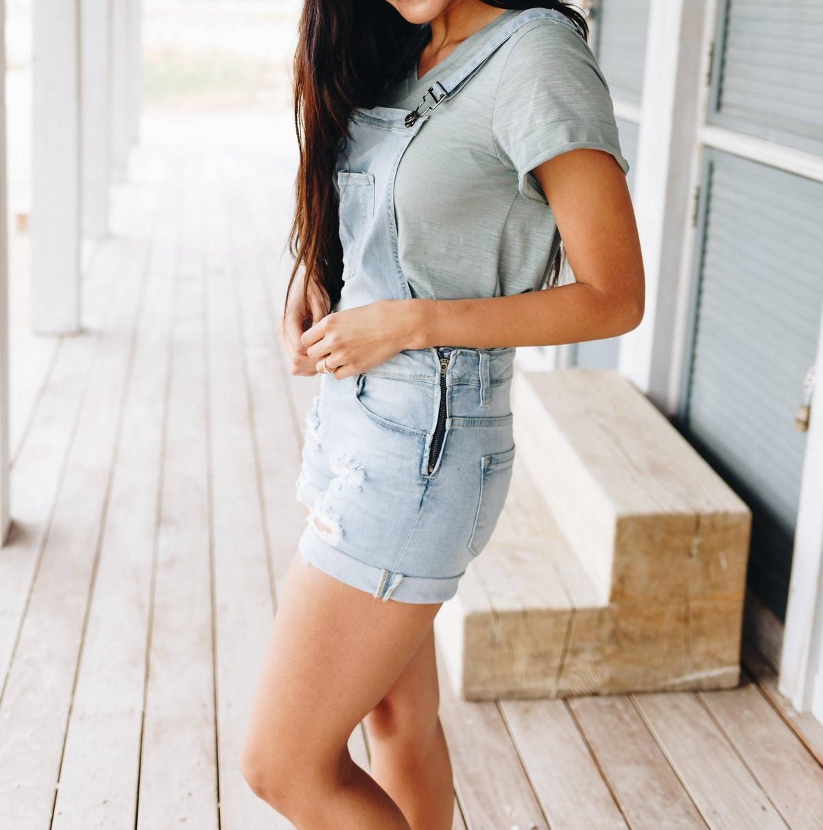 Daisy Denim Distressed Shortalls