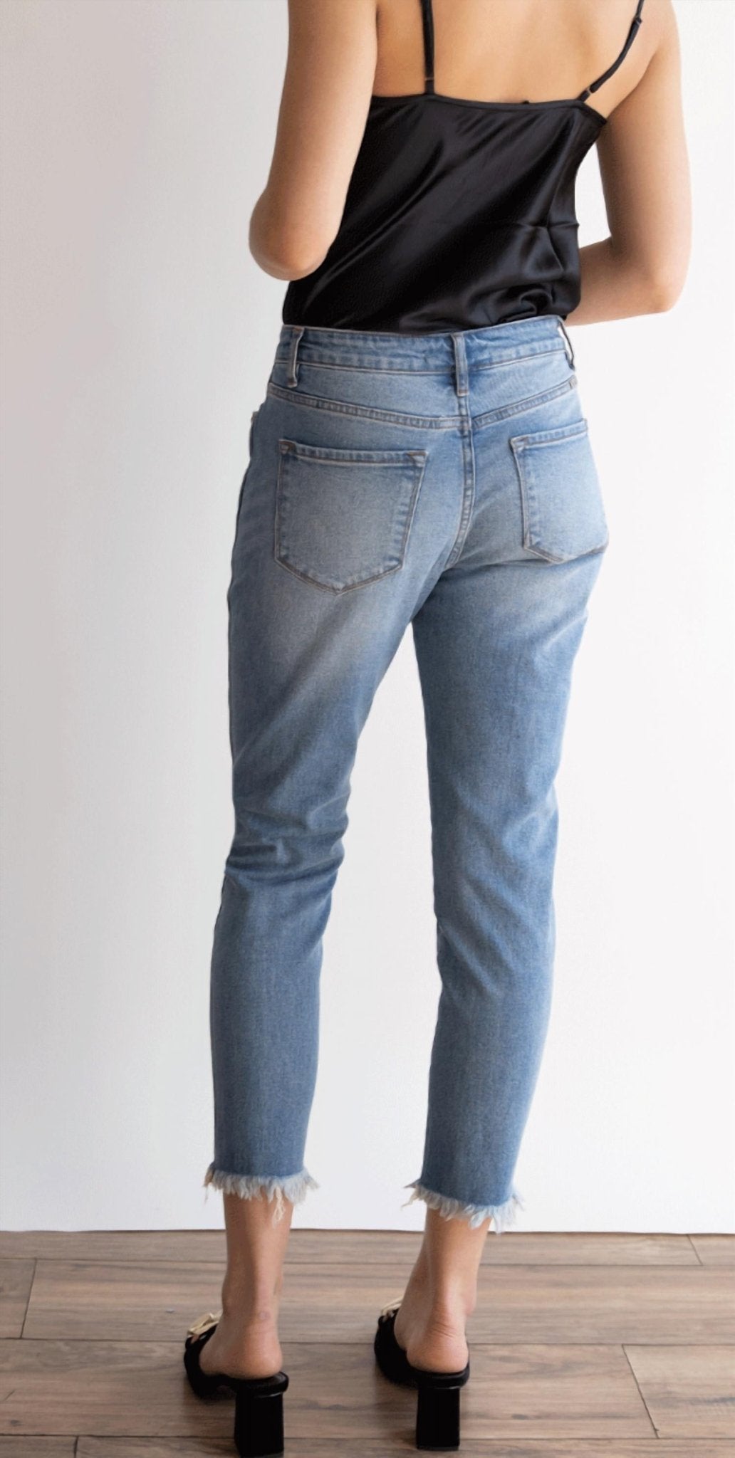 Kancan - Eugene High Rise Straight Jeans - blue - clothing - cotton - blend