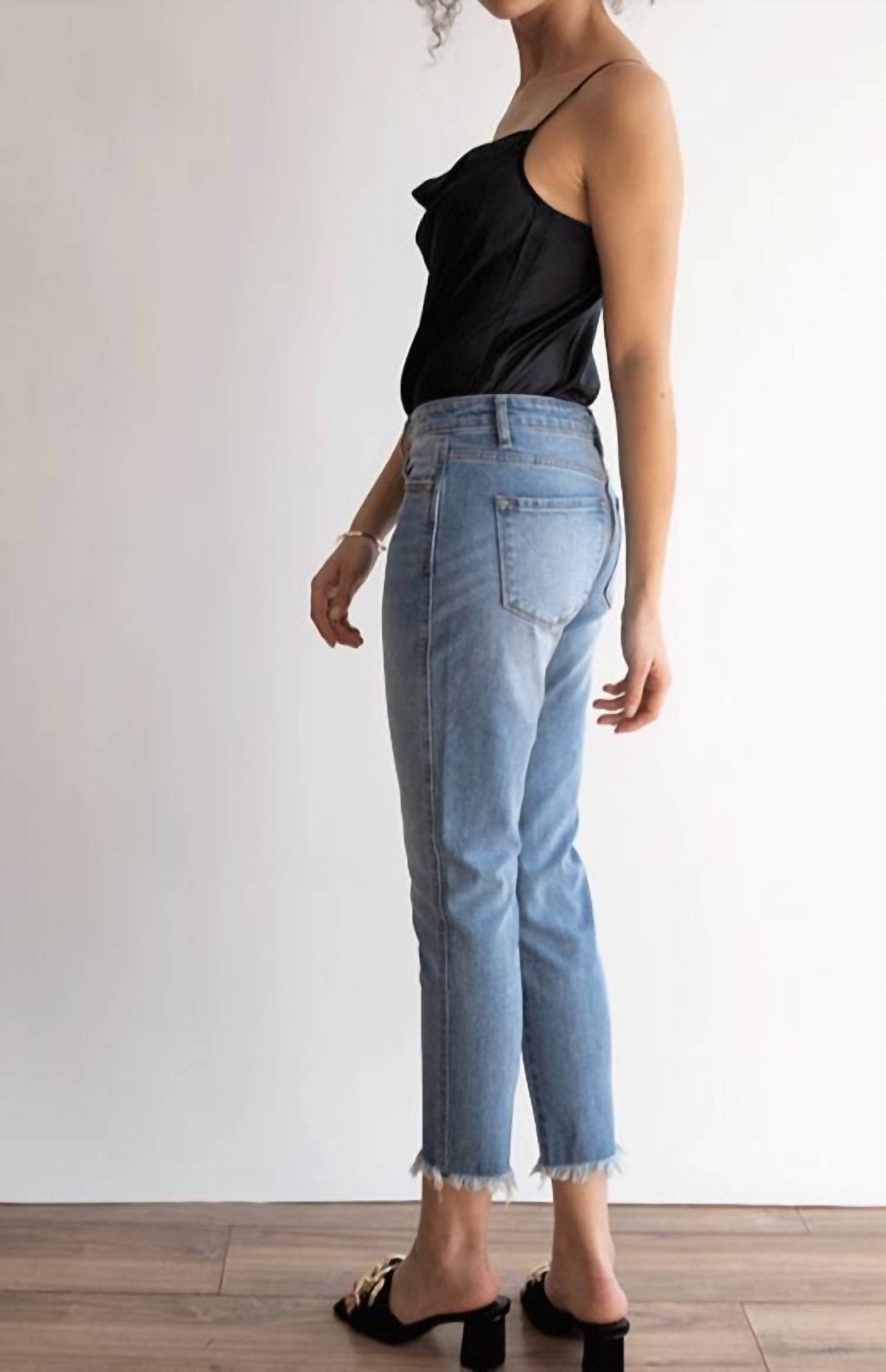 Kancan - Eugene High Rise Straight Jeans - blue - clothing - cotton - blend