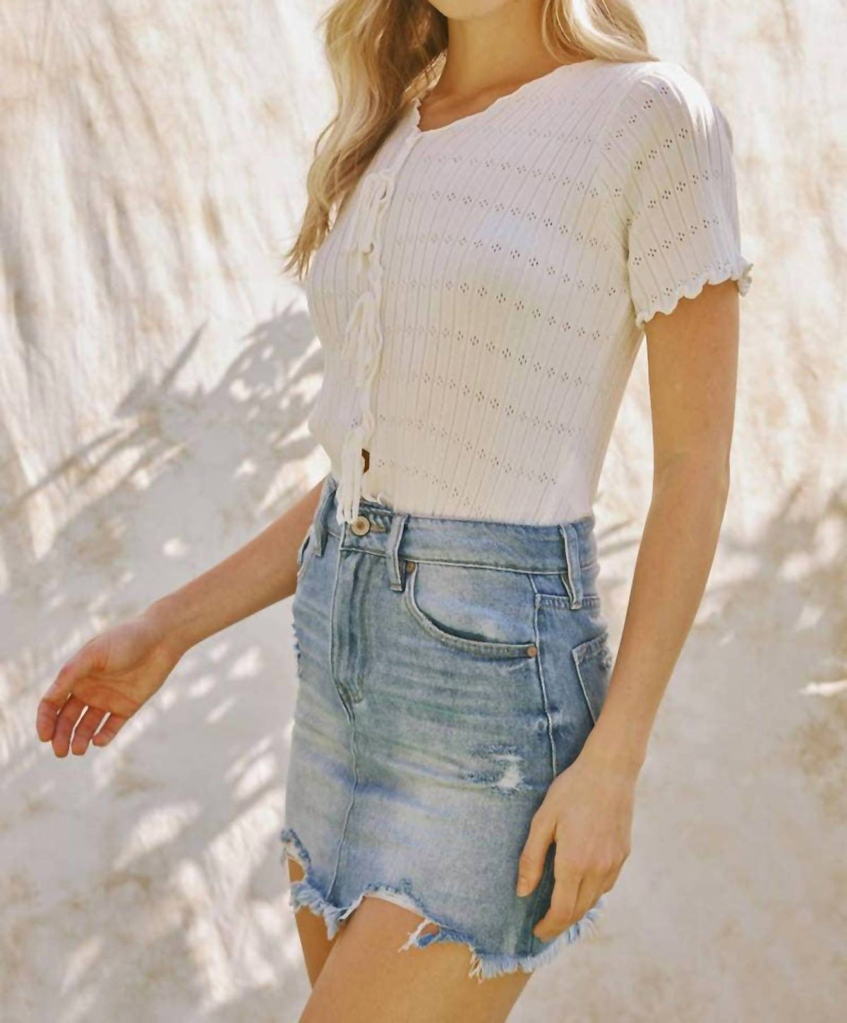 Kancan - Frayed Bottom Mini Skirt