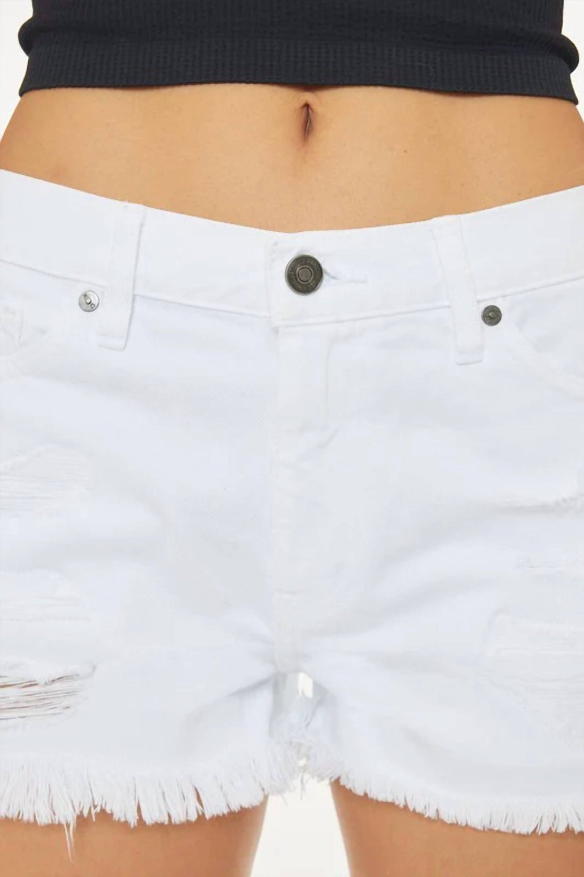 Kancan - High-rise Cutoff Denim Shorts