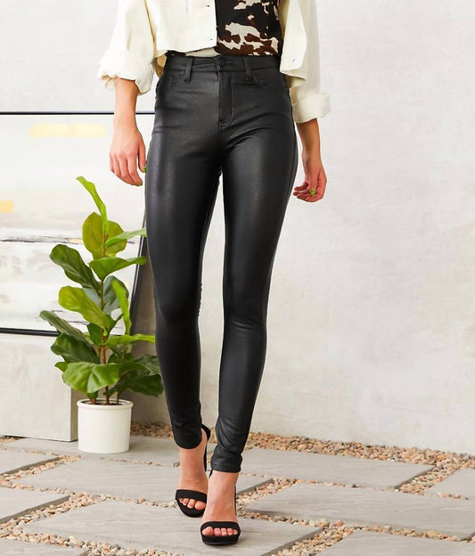 Kancan - High Rise Faux Leather Skinny Pants - black - clothing - pants