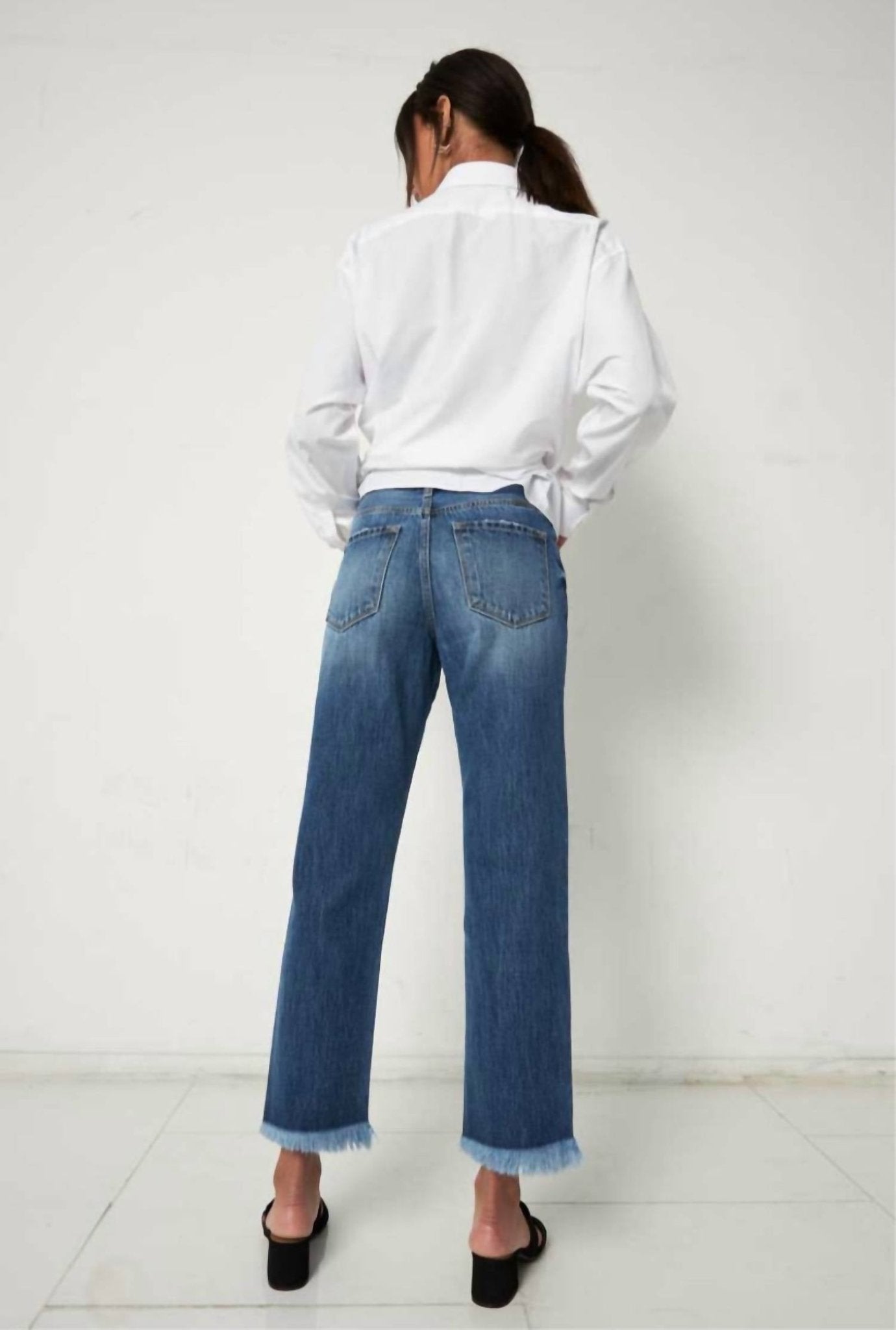 Kancan - High Rise Straight Leg Jeans - blue - clothing - denim