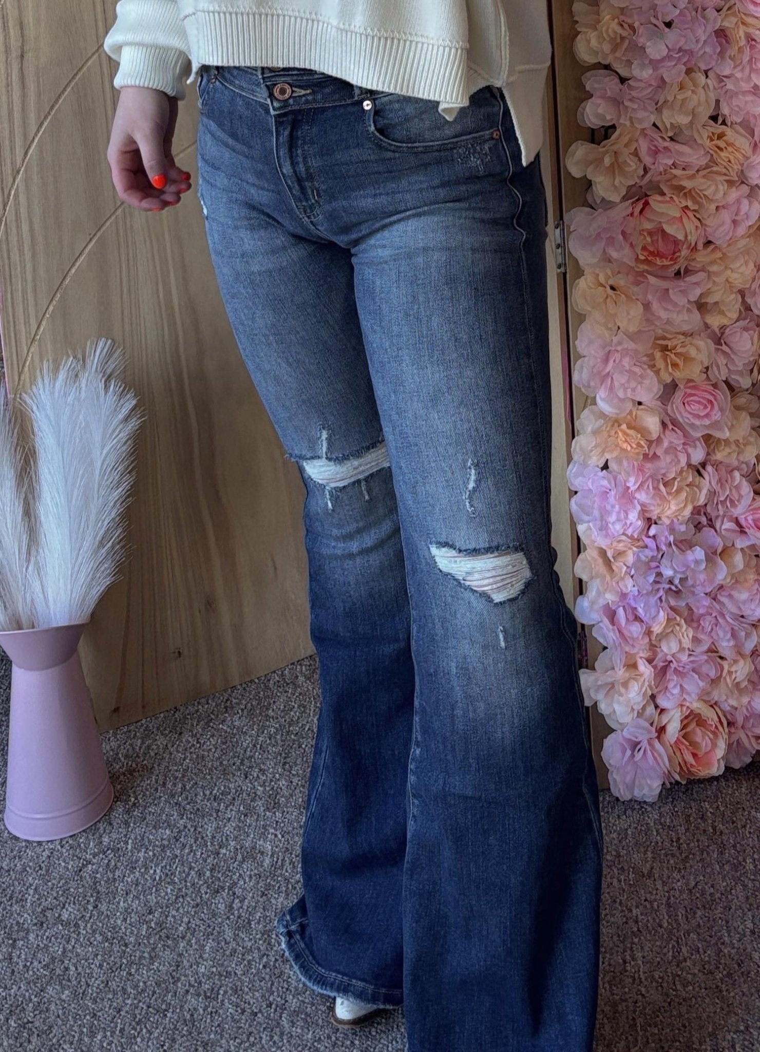 Kancan - High Rise Super Flare Jeans - blue - clothing - high - rise