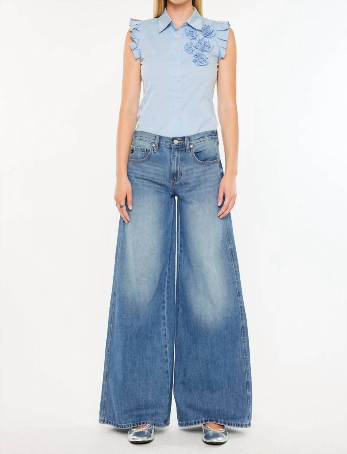 Kancan - Jocy Mid Rise Super Wide Jeans