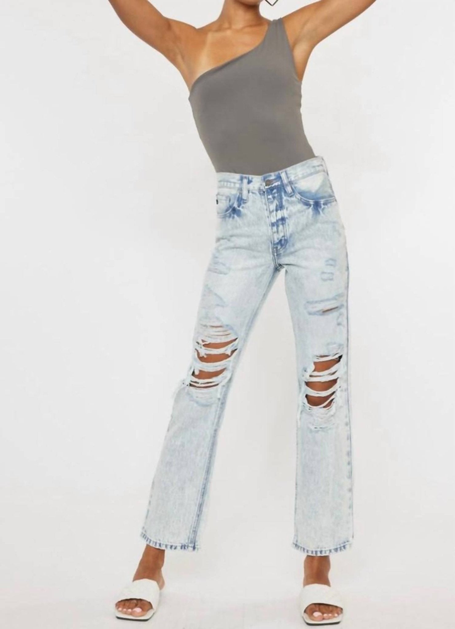 Kancan - Light Wash Dixon 90’s Boyfriend Jeans - blue - boyfriend - clothing