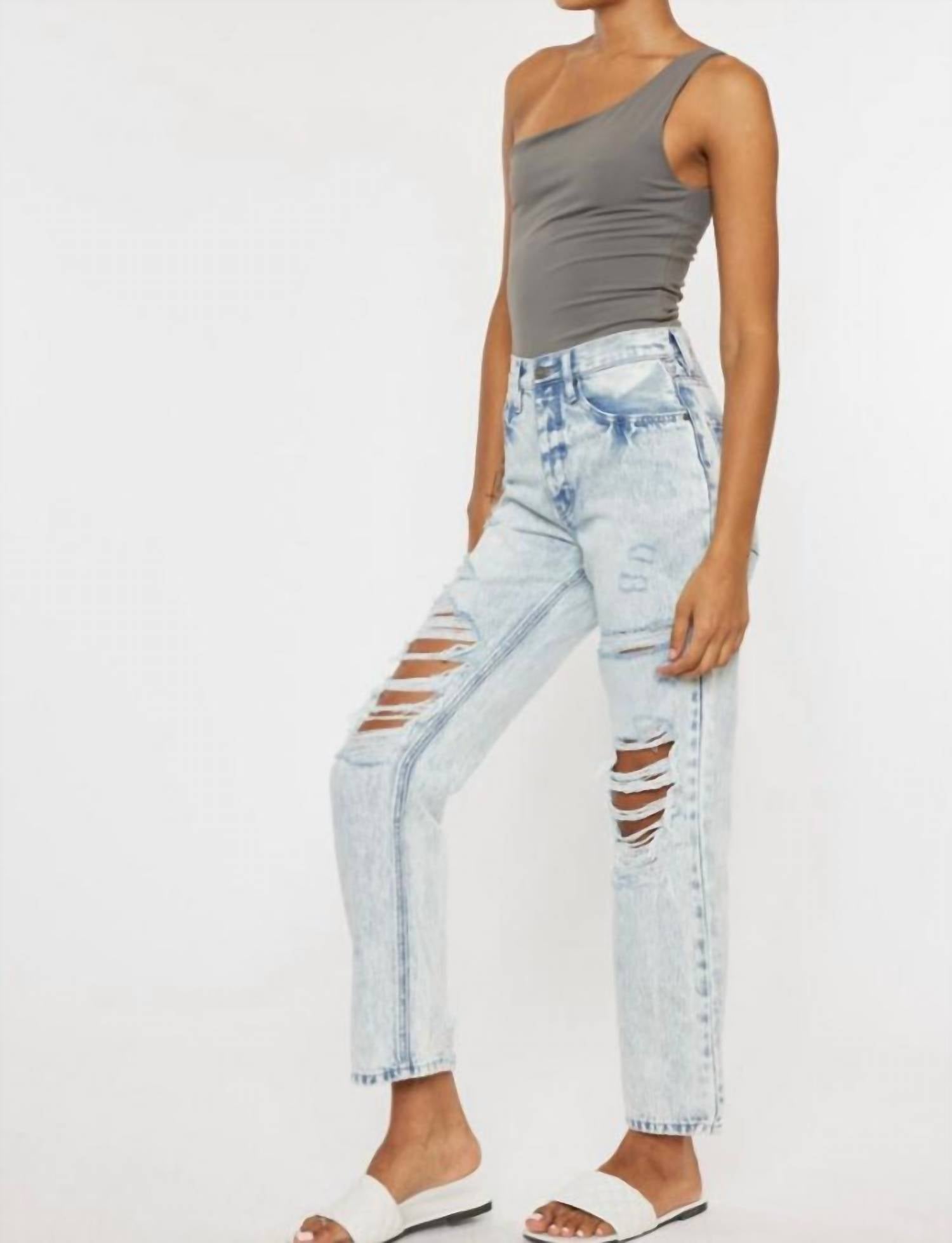 Kancan - Light Wash Dixon 90’s Boyfriend Jeans - blue - boyfriend - clothing