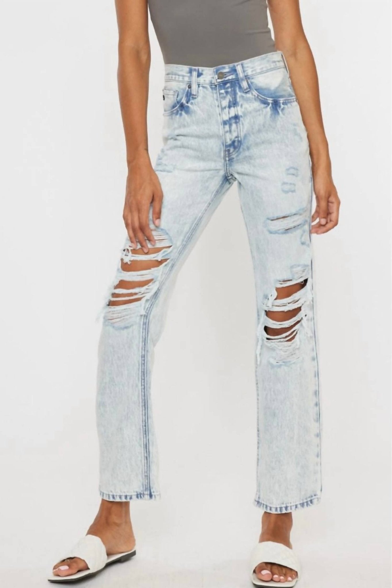 Kancan - Light Wash Dixon 90’s Boyfriend Jeans - blue - boyfriend - clothing