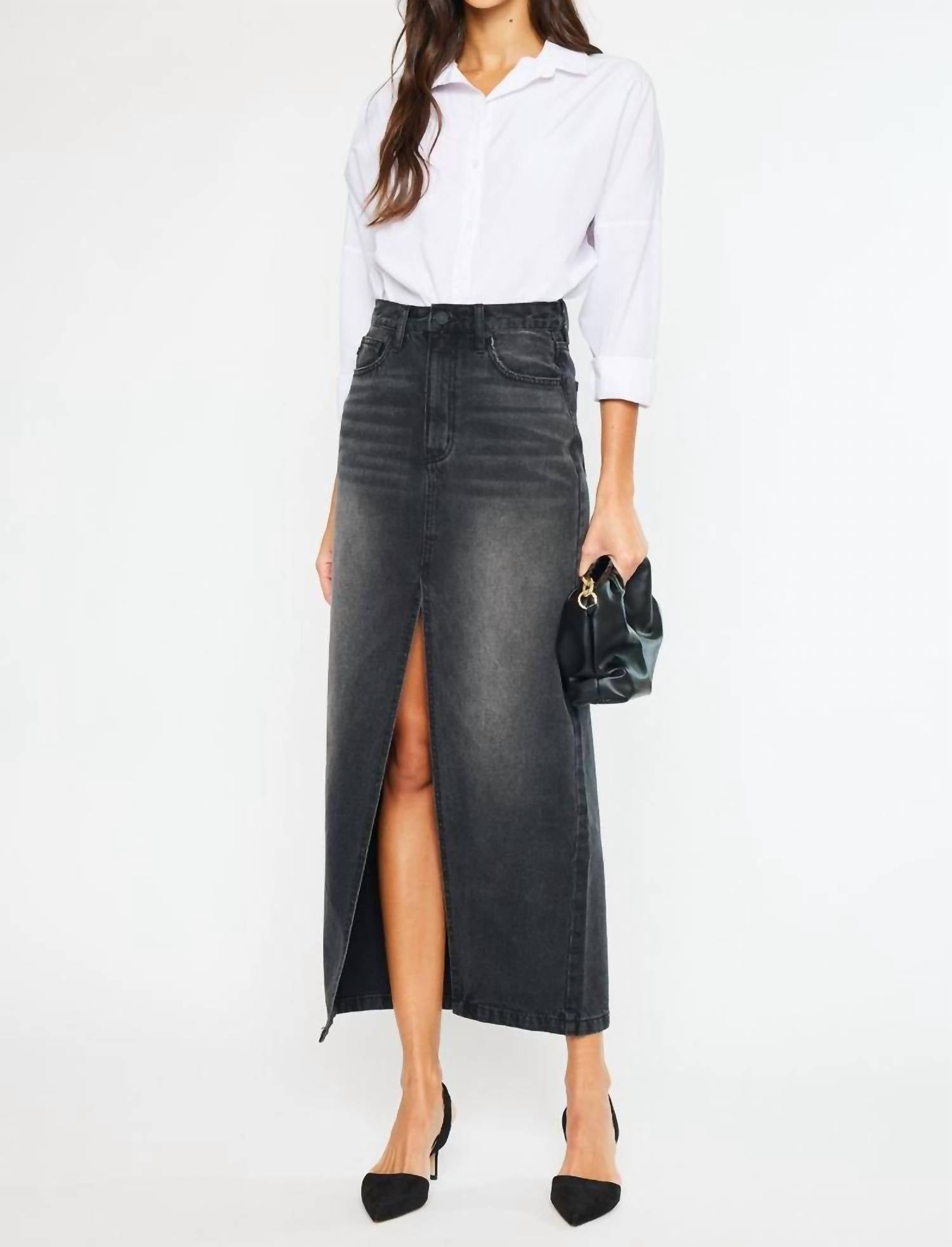 Kancan - Outlaw Maxi Skirt - black - clothing - cotton