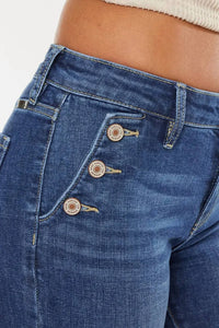 Kancan - Pocket Button Mid Rise Capri Jean