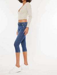 Kancan - Pocket Button Mid Rise Capri Jean