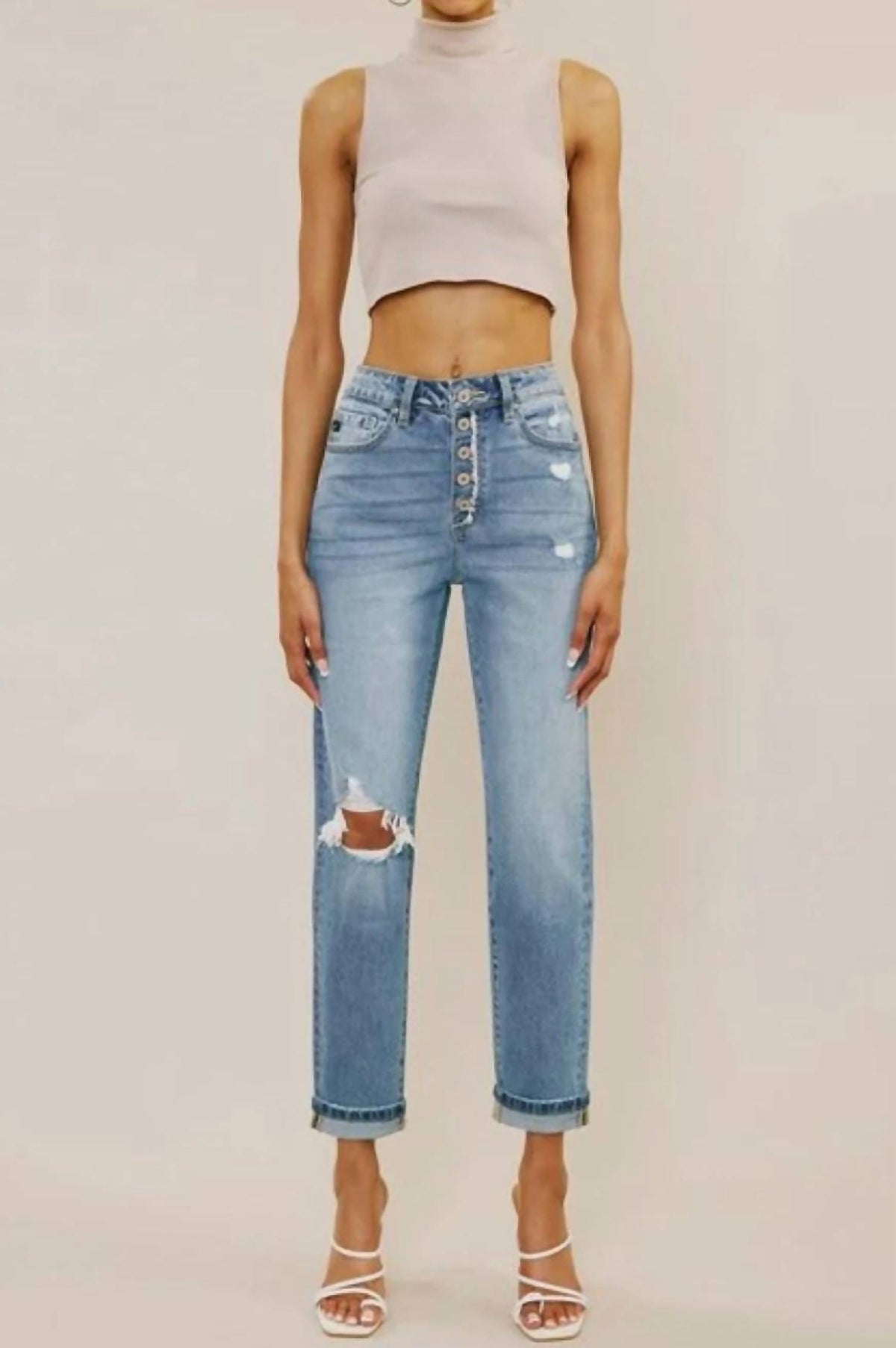 Kancan - Single Cuff Mom Jeans