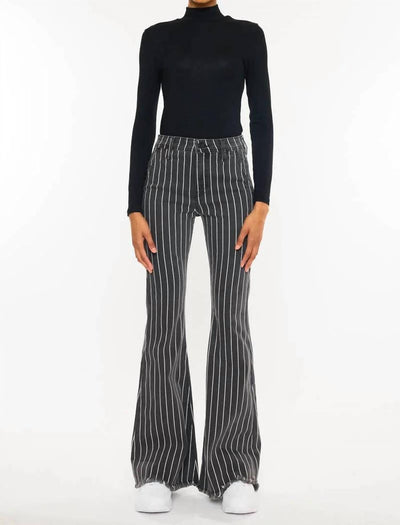 Kancan - Stripe Pants With Frayed Hem