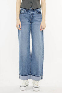 Kancan - Wide Leg Cuffed Jeans